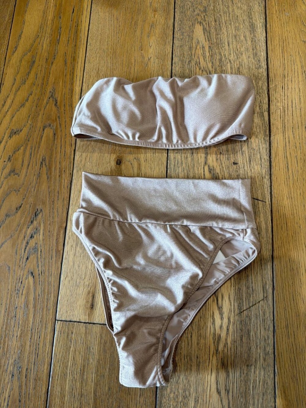 Adriana Degreas Bandeau Bikini Set Beige Womens Size Small